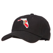 Florida State Flag Map Embroidered Unstructured Washed Cap