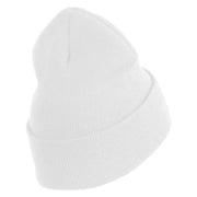 US Navy Retired Military Embroidered 12 inch Cuffed Knit Long Beanie - White OSFM