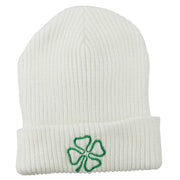 Four Leaf Clover Embroidered Watch Beanie