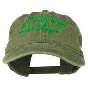 Feeling Lucky Embroidered Washed Cap