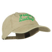 Feeling Lucky Embroidered Washed Cap