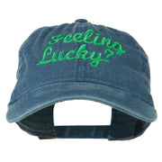 Feeling Lucky Embroidered Washed Cap