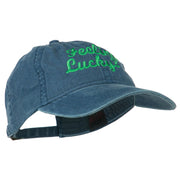 Feeling Lucky Embroidered Washed Cap