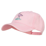 Flamingo Bird Patched Washed Cotton Twill Cap