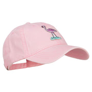 Flamingo Bird Patched Washed Cotton Twill Cap