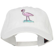 Flamingo Bird Patched Washed Cotton Twill Cap