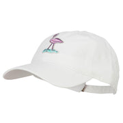 Flamingo Bird Patched Washed Cotton Twill Cap