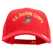 US Marine Corps Emblem Design Embroidered 6 Panel Structured Cotton Twill Cap Made in USA - Red OSFM