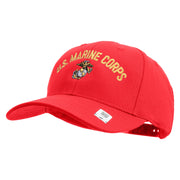 US Marine Corps Emblem Design Embroidered 6 Panel Structured Cotton Twill Cap Made in USA - Red OSFM