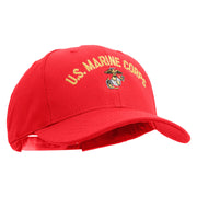 US Marine Corps Emblem Design Embroidered 6 Panel Structured Cotton Twill Cap Made in USA - Red OSFM
