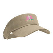 Lotus Flower Motif Embroidered Cotton Twill Visor