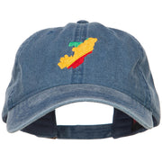 Congo Map Flag Embroidered Washed Cap