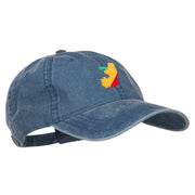 Congo Map Flag Embroidered Washed Cap