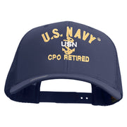 Licensed US Navy USN CPO Retired Embroidered Retro Trucker Cap - Navy OSFM