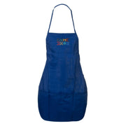 Retro Game Text Embroidered Solid Chef's Apron - Royal OSFM