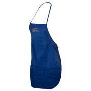 Retro Game Text Embroidered Solid Chef's Apron - Royal OSFM