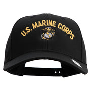 US Marine Corps Emblem Design Embroidered 6 Panel Structured Cotton Twill Cap Made in USA - Black OSFM
