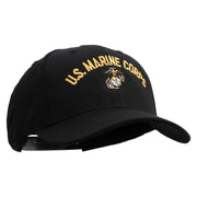 US Marine Corps Emblem Design Embroidered 6 Panel Structured Cotton Twill Cap Made in USA - Black OSFM