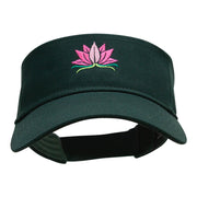 Lotus Flower Motif Embroidered Cotton Twill Visor