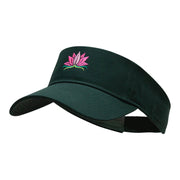 Lotus Flower Motif Embroidered Cotton Twill Visor