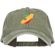 Congo Map Flag Embroidered Washed Cap