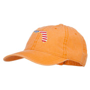 USA Flag Florida Map Embroidered Washed Buckle Cap