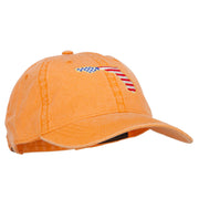 USA Flag Florida Map Embroidered Washed Buckle Cap