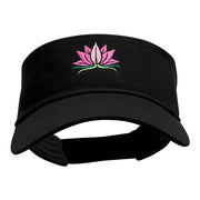 Lotus Flower Motif Embroidered Cotton Twill Visor