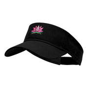 Lotus Flower Motif Embroidered Cotton Twill Visor