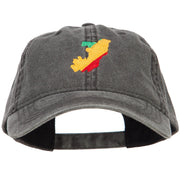 Congo Map Flag Embroidered Washed Cap