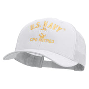 Licensed US Navy USN CPO Retired Embroidered Retro Trucker Cap - White OSFM