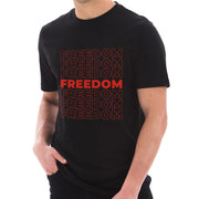 Freedom Repeated Phrase Cotton Short Sleeve Graphic Shirt