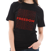 Freedom Repeated Phrase Cotton Short Sleeve Graphic Shirt