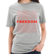 Freedom Repeated Phrase Cotton Short Sleeve Graphic Shirt