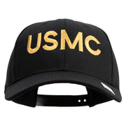 USMC Letter Embroidered 6 Panel Structured Cotton Twill Cap Made in USA - Black OSFM