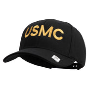 USMC Letter Embroidered 6 Panel Structured Cotton Twill Cap Made in USA - Black OSFM