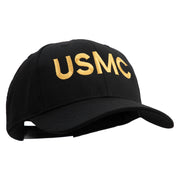 USMC Letter Embroidered 6 Panel Structured Cotton Twill Cap Made in USA - Black OSFM
