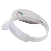 Colorful Dolphin Logo Embroidered Cotton Sports Visors - White OSFM