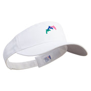 Colorful Dolphin Logo Embroidered Cotton Sports Visors - White OSFM
