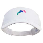 Colorful Dolphin Logo Embroidered Cotton Sports Visors - White OSFM