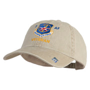Seventh Air Force Veteran Embroidered Washed Solid Pigment Dyed Cotton Twill Brass Buckle Cap - Khaki OSFM