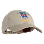 Seventh Air Force Veteran Embroidered Washed Solid Pigment Dyed Cotton Twill Brass Buckle Cap - Khaki OSFM