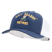 Licensed US Navy Seabee Retired Embroidered Contrast Trucker Cap - Navy-White OSFM