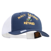 Licensed US Navy Seabee Retired Embroidered Contrast Trucker Cap - Navy-White OSFM