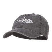 Fish Bone Embroidered Washed Cap