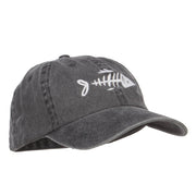 Fish Bone Embroidered Washed Cap