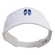 Summer Filpflop Icon Embroidered Pro Style Cotton Twill Washed Visor - White OSFM