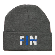 Finland FIN Flag Embroidered Long Beanie