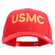 USMC Letter Embroidered 6 Panel Structured Cotton Twill Cap Made in USA - Red OSFM