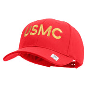 USMC Letter Embroidered 6 Panel Structured Cotton Twill Cap Made in USA - Red OSFM